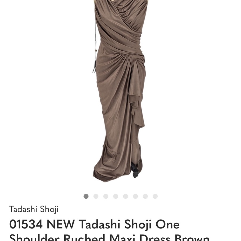 Tadashi Shoji Elegant Brown One Shoulder Dress